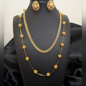 #13. Trifari Gold Necklace & Vintage Necklace & Vintage Earrings
